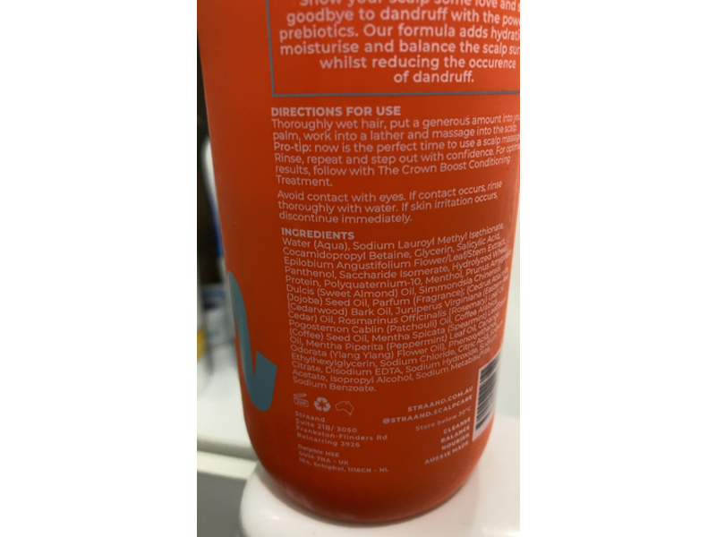 Straand The Crown Cleanse Concentrated Anti-Dandruff Prebiotic Shampoo, 11.8 fl oz/350 mL