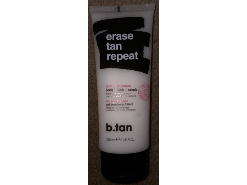 B.Tan Erase Tan Repeat 2-In-1 Body Wash + Scrub, 8 fl oz/236 mL