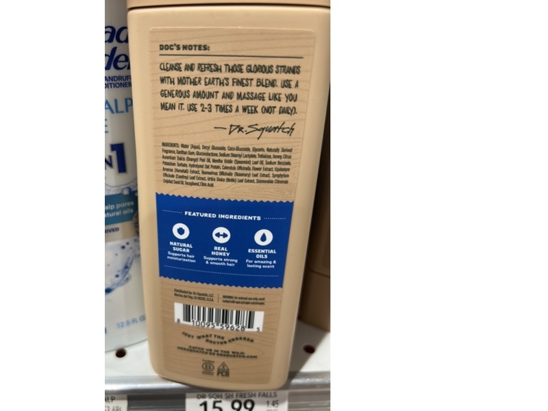 Dr. Squatch Men's Natural Refreshing Shampoo, Fresh Falls, 11 fl oz/325 mL