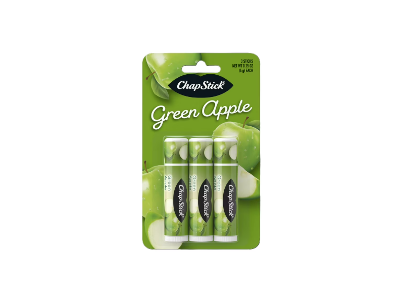 ChapStick Lip Balm, Green Apple, 0.15 oz/4 g, 3 Count