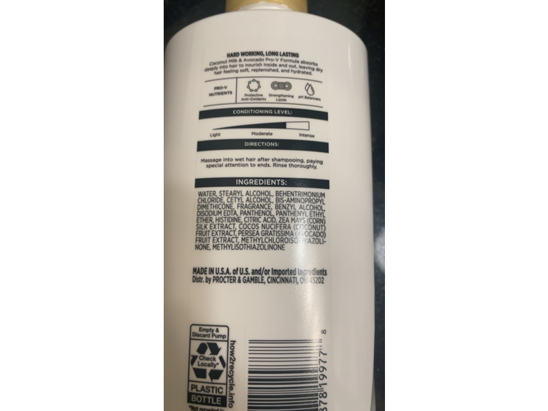 Pantene Pro-V Conditioner, Coconut Milk & Avocado, 15.2 fl oz/452 mL