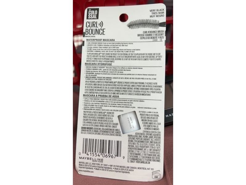 Maybelline New York Colossal Curl Bounce Mascara, Waterproof, 365 Very Black, 0.33 fl oz