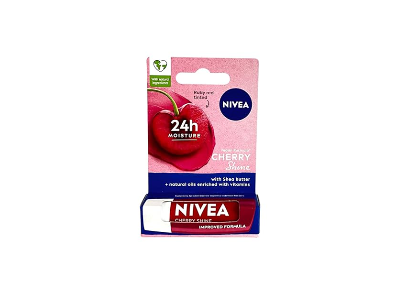 Nivea Caring Lip Balm, Cherry Shine, 4.8 g.