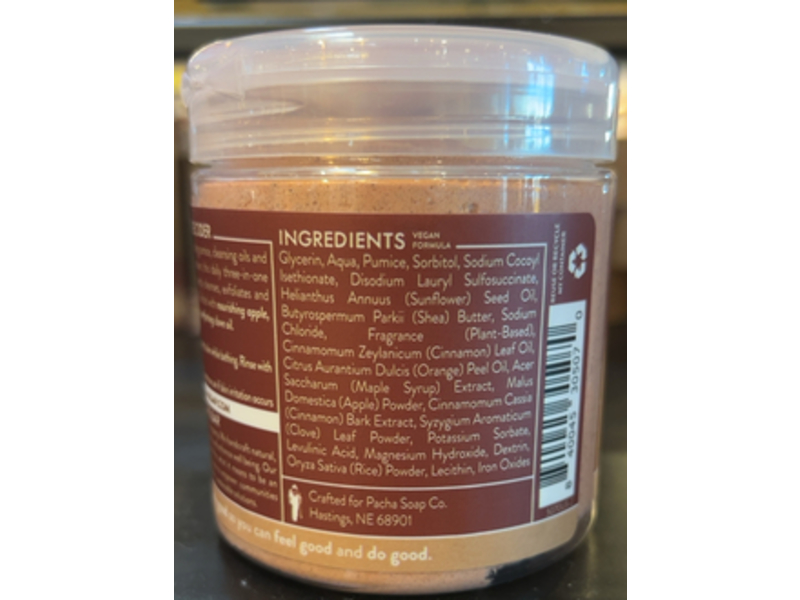 Pacha Soap Co Farmhouse Cider Whipped Soap +Scrub, Apple, Cinnamon Bark & Clove oil, 8 oz/227 g