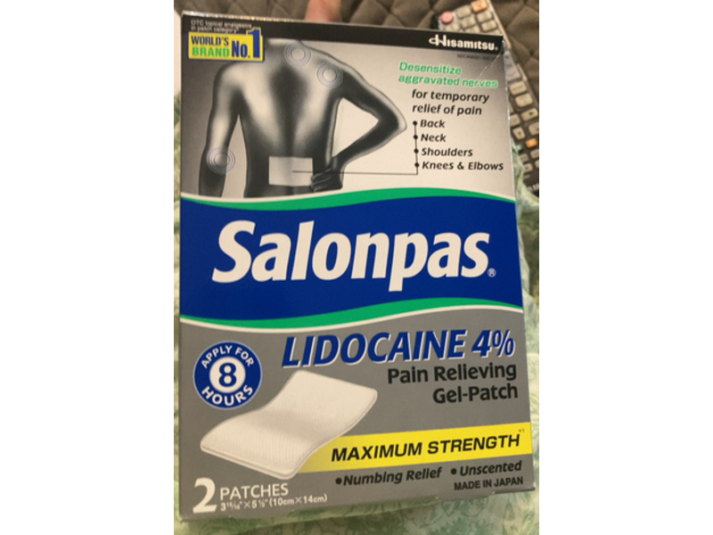 Salonpas Pain Relieving Gel-Patch, Lidocaine, Count 2