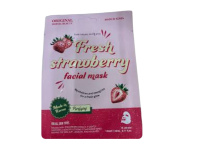 Original Derma Beauty Facial Mask, Fresh Strawberry, 0.77 fl oz/23 mL