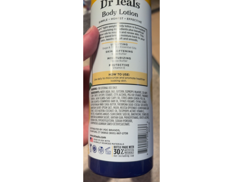 Dr. Teal's Moisture + Prebiotic Lemon Balm & Essential Oil Body Lotion, Cocoa Butter + Shea Butter & Vitamin E, 18 fl oz/532 mL, Pack Of 3