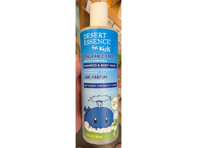 Desert Essence Kids Gentle Formula Shampoo & Body Wash, Fragrance Free, 12 fl oz/355 mL