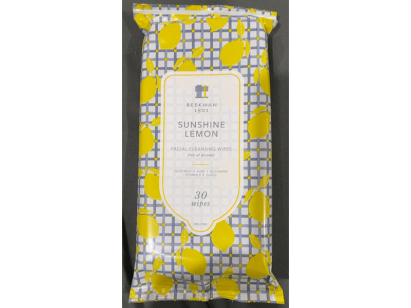 Beekman 1802 Facial Cleansing Wipes, Suneshine Lemon, 30 Counts