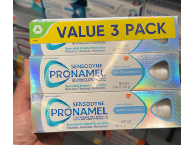 Sensodyne Pronamel Gentle Whitening Toothpaste, Alpine Breeze, 4.0 oz/113 g, Pack Of 3