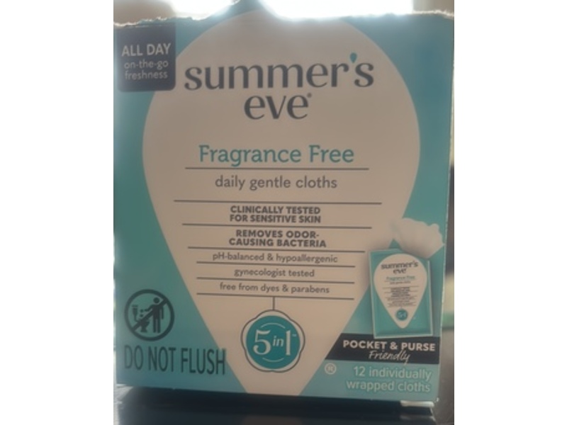 Summer's Eve Daily Gentle Cloths, Fragrance Free, 12 Count