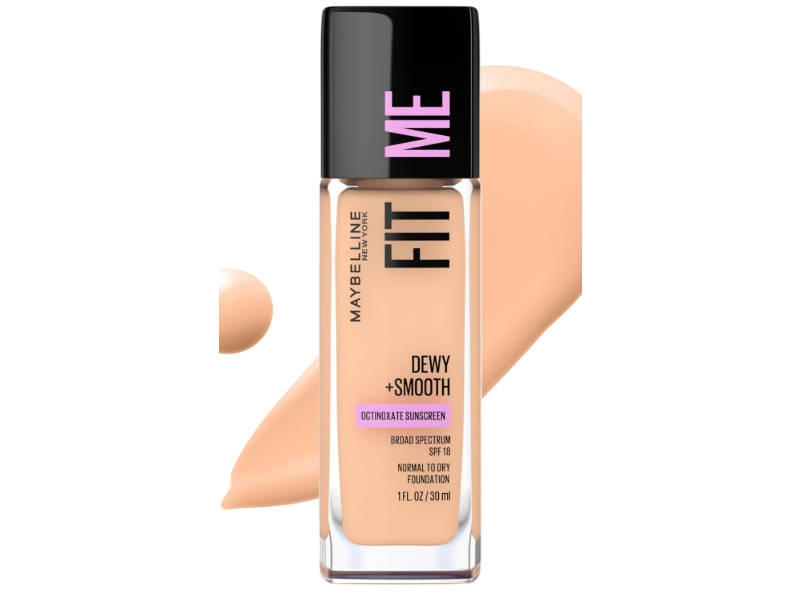 Maybelline New York Dewy + Smooth Fit Me Foundation, SPF 18 Normal To Dry 125 Nude Beige,1 fl oz/30 mL