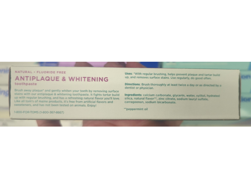 Tom's of Maine Antiplaque & Whitening Toothpaste, Peppermint, 4.5 oz/127 g