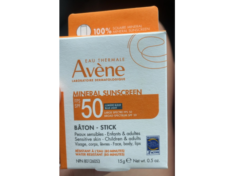 Avene Mineral Sunscreen Stick, SPF 50, 0.5 oz/15 g
