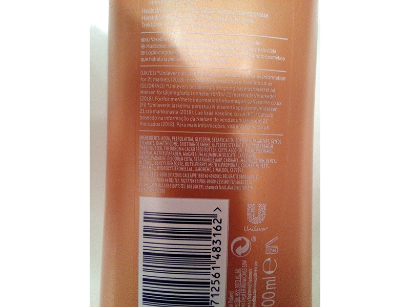 Vaseline Intensive Care Cocoa Radiant Body Lotion, Vaseline Jelly, 400 mL
