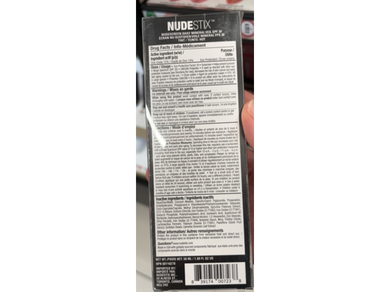 Nudestix Nudescreen Daily Mineral Veil Sunscreen, SPF 30 Hot, 1.69 fl oz/50 mL