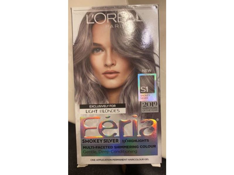 L'Oreal Paris Feria Multi-Faceted Shimmering Color, S1 Smokey Silver, 1 Application