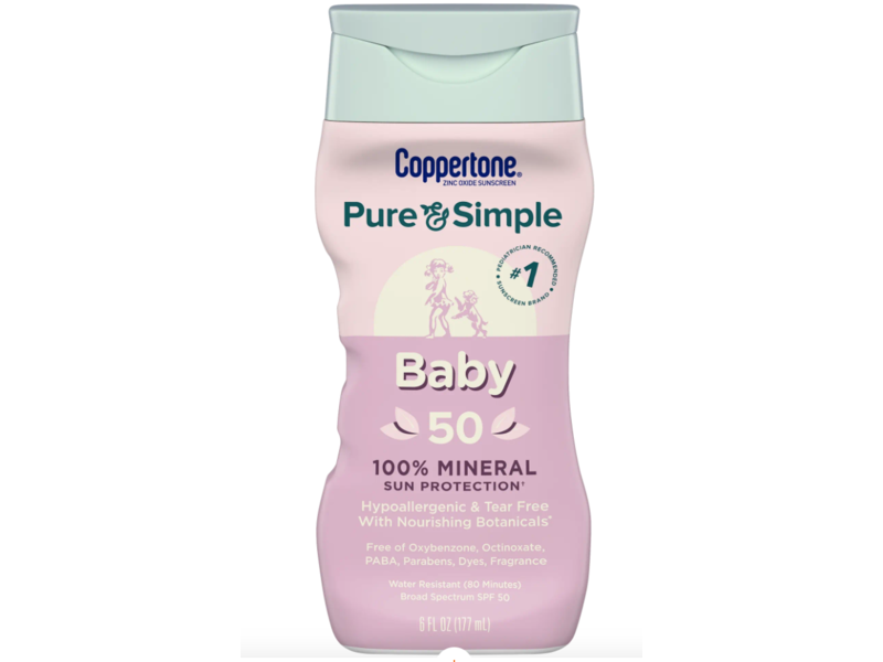 Coppertone Pure & Simple Baby Mineral Sunscreen, SPF 50, 6 fl oz/177 mL
