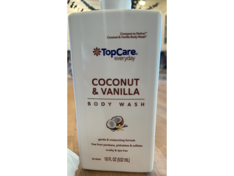 Topcare Everyday Gentle & Moisturizing Body Wash, Coconut & Vanilla, 18 fl oz/532 mL