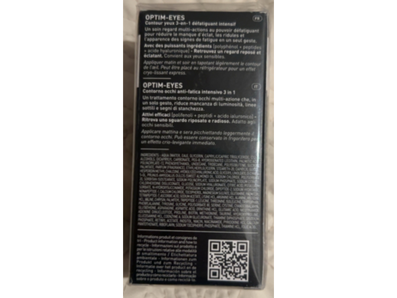 Laboratoires Filorga Paris Optim-Eyes Intensive Revitalizing 3-In-1 Eye Contour Cream, Hyaluronic Acid, 0.5 fl oz/15 mL