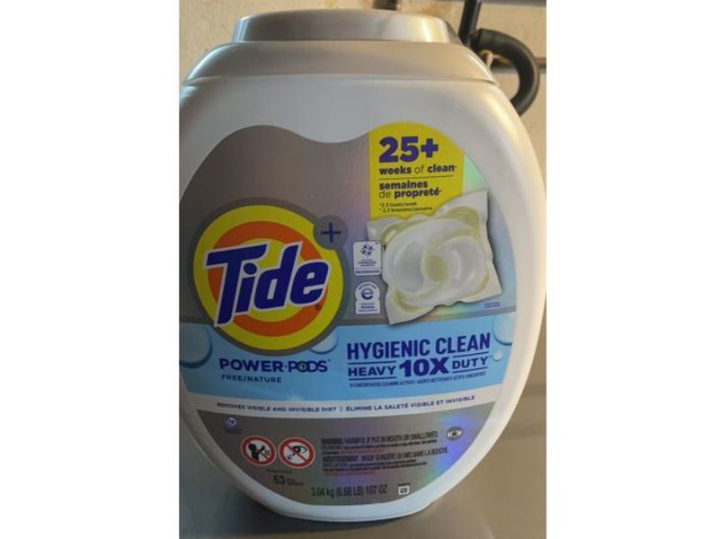 Tide Plus Hygienic Clean Power Pods Laundry Detergent, Free/Nature, 63 Loads, 107 oz/3.04 kg