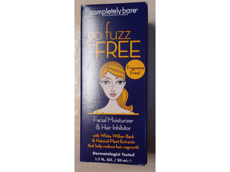 Completely Bare Go Fuzz Free Facial Moisturizer & Hair Inhibitor, Fragrance Free, 1.7 fl oz/50 mL