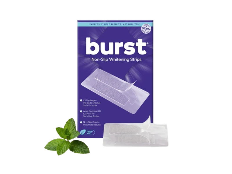 Burst Non-Slip Whitening Strips, Fresh Mint, 20 Count
