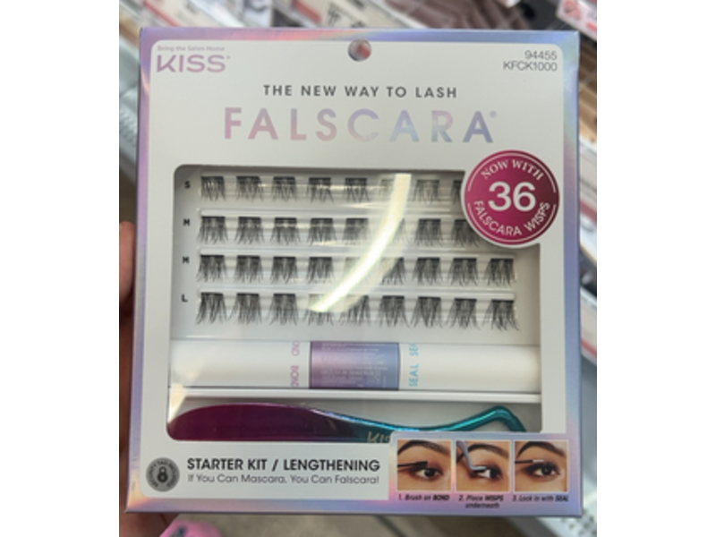 Kiss Falscara Lengthening Starter Kit, 36 Count