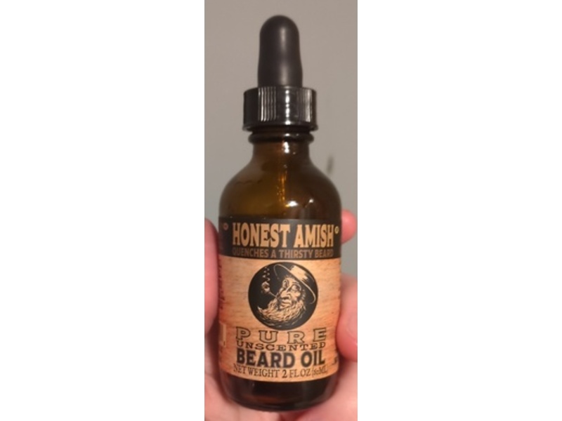 Honest Amish Pure Beard Oil, Unscented, 2 fl oz/60 mL
