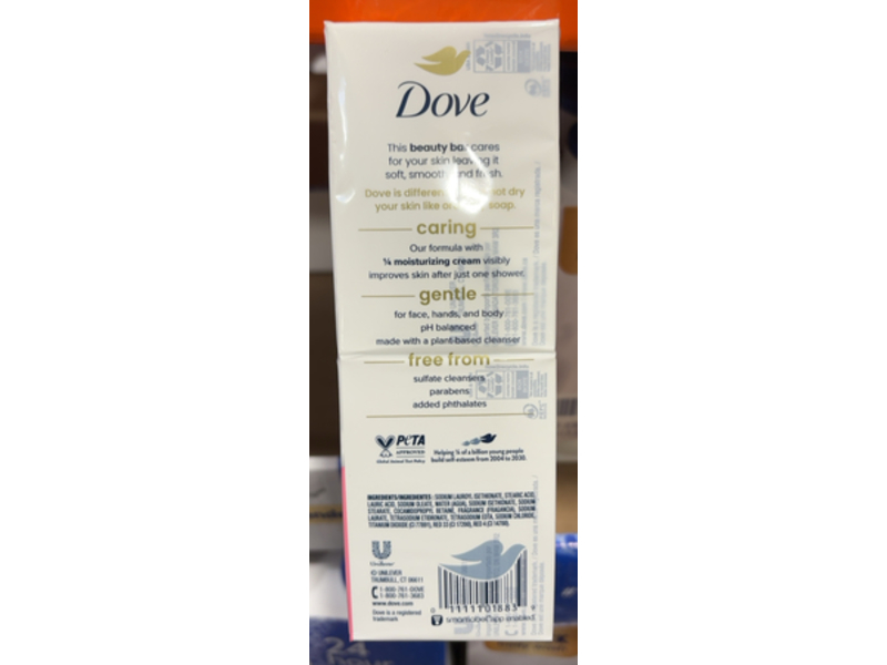 Dove Beauty Bar, Pink/Rosa, 3.75 oz/106 g, 16 Count