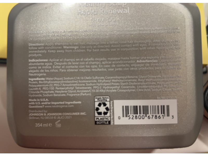 Neutrogena Healthy Scalp Rapid Renewal Shampoo, Pea Protein, 12 fl oz/354 mL