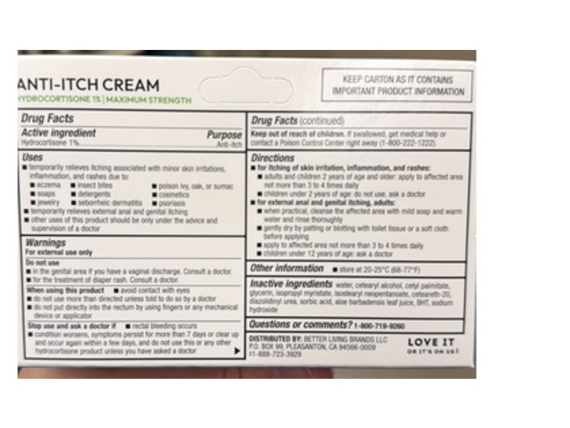 Signature Select Anti-Itch Cream, Hydrocortisone 1%, 1 oz/28 g