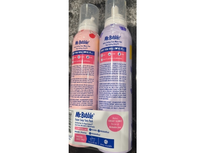 Mr. Bubble Twin Pack Foam Soap, Cupcake & Cherry Bomb, 8 fl oz/226 g