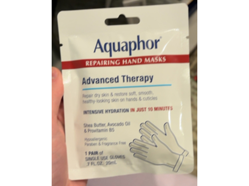 Aquaphor Advanced Therapy Repairing Hand Masks, 7 fl oz/20 mL, 1 Pair