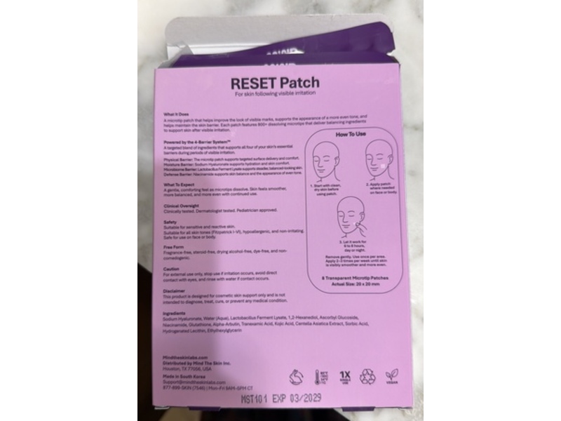 Mind The Skin Reset Patch, Recovery Repair, 8 Count