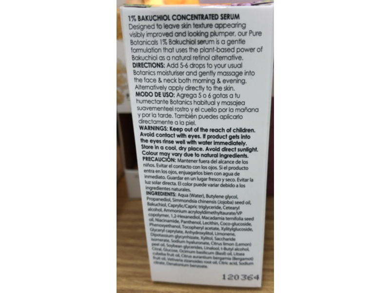 Botanics Pure Botanicals 1% Bakuchiol Concentrated Serum, 0.5 fl oz/15 mL