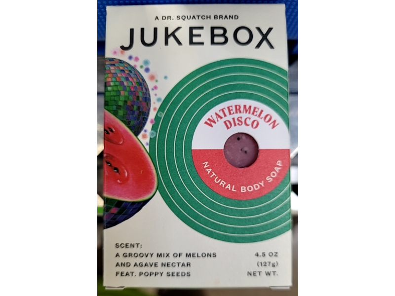 Dr. Squatch Brand Jukebox Natural Body Soap, Watermelon Disco, 4.5 oz/127 g