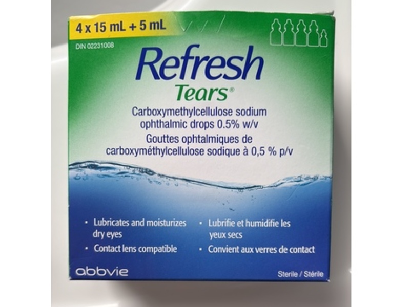 Abbvie Refresh Tears Carboxymethylcellulose Sodium Ophthalmic Drops, 5 Count