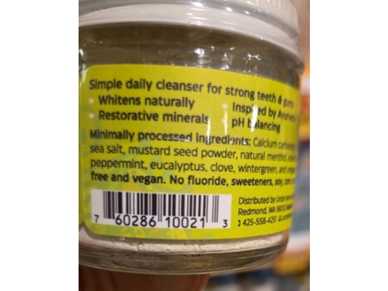 Uncle Harry's All Natural Tooth Powder, Original, 2 oz/57 g
