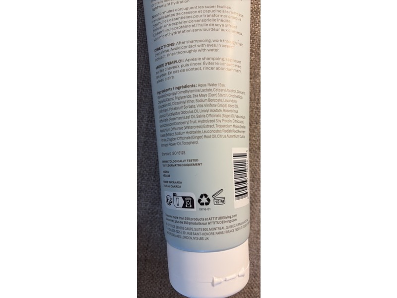 Attitude Super Leaves Volumizing Conditioner, Sage & Rosemary, 8 fl oz/240 mL