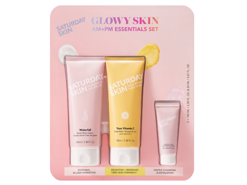 Saturday Skin Glowy Skin Am+Pm Essentials Set, 3 Count