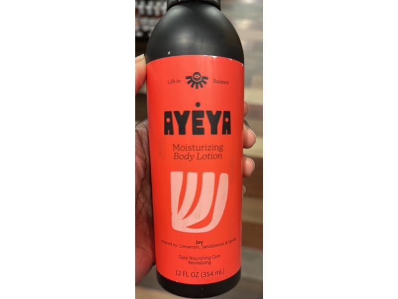Ayeya Moisturizing Body Lotion, Joy, 12 fl oz/354 mL