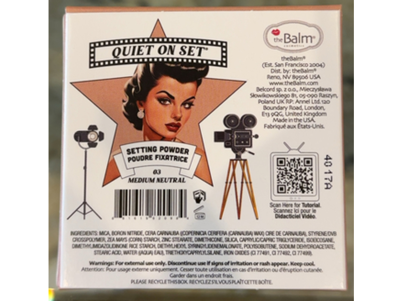The Balm Quiet On Set Setting Powder, 03 Medium Neutral, 0.28 oz/8 g