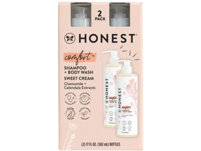 Honest Shampoo + Body Wash, Comfort Sweet Cream, 17 fl oz/502 mL, 2 Pack