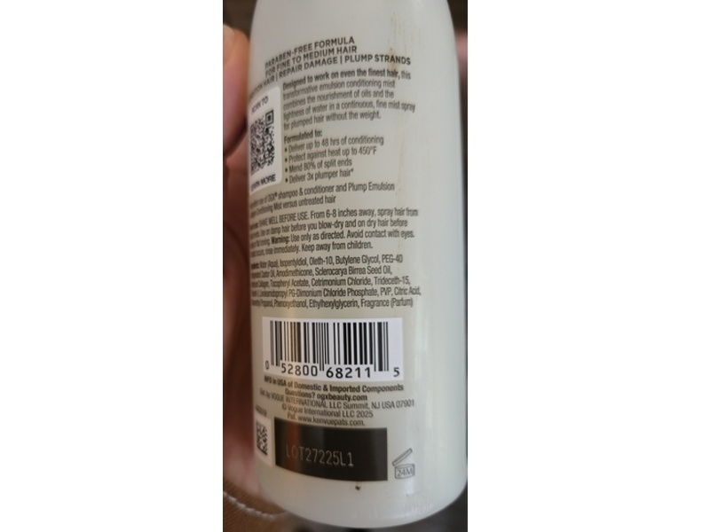 OGX Plump Emulsion + Collagen Conditioning Hair Mist, Marula Oil, 6.5 fl oz/193 mL