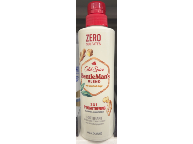 Old Spice Gentleman's 2 In 1 Strengthening Shampoo + Conditioner, Fortifiant, Green Tea & Ginger, 14.8 fl oz/440 mL