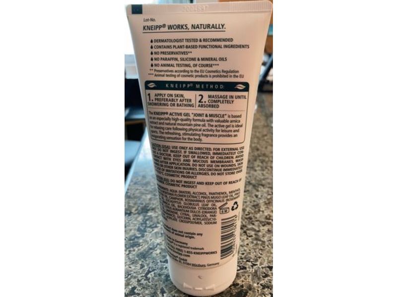 Kneipp Joint & Muscle Active Gel, Essential Oils, 6.76 fl oz/200 mL