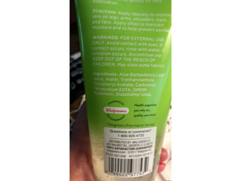 Walgreens Aloe Vera Gel Sensitive Skin, 6 oz Ingredients and Reviews