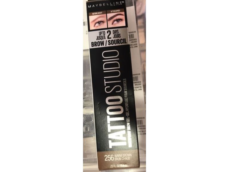 Maybelline New York Tattoostudio Waterproof Brow Gel, 256 Warm Brown, 0.23 fl oz/6.9 mL
