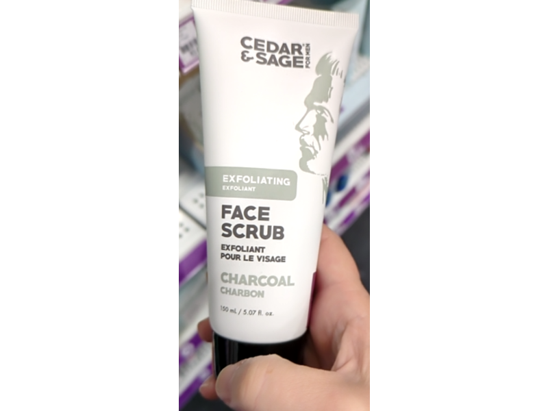 Cedar & Sage Exfoliating Face Scrub, Charcoal, 5.07 fl oz/150 mL